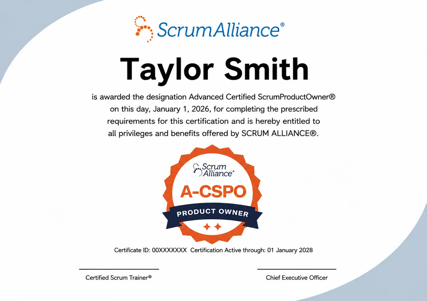 A-CSPO Sample Certificate