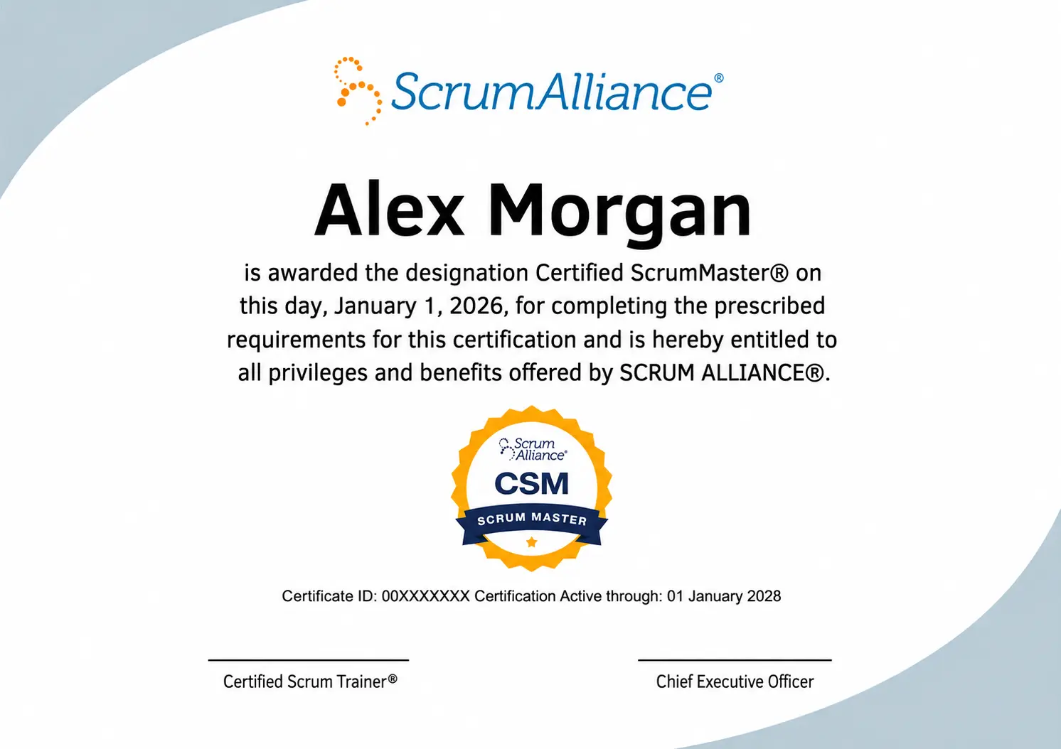 CSM Sample Certificate